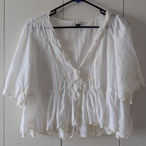 American Eagle Outfitters White Peplum Blouse